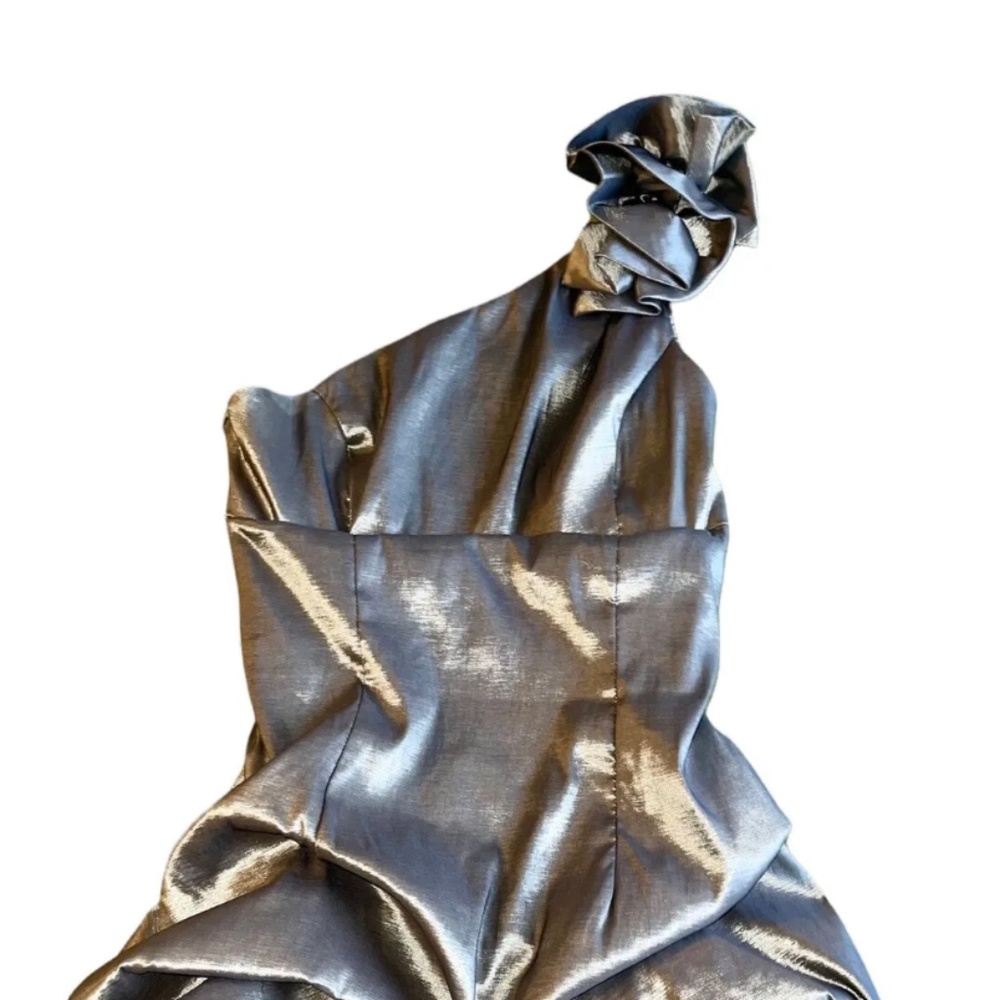 Jessica McClintock Gunne Sax Rouched One Shoulder 80s Party Prom Dress Mini 8